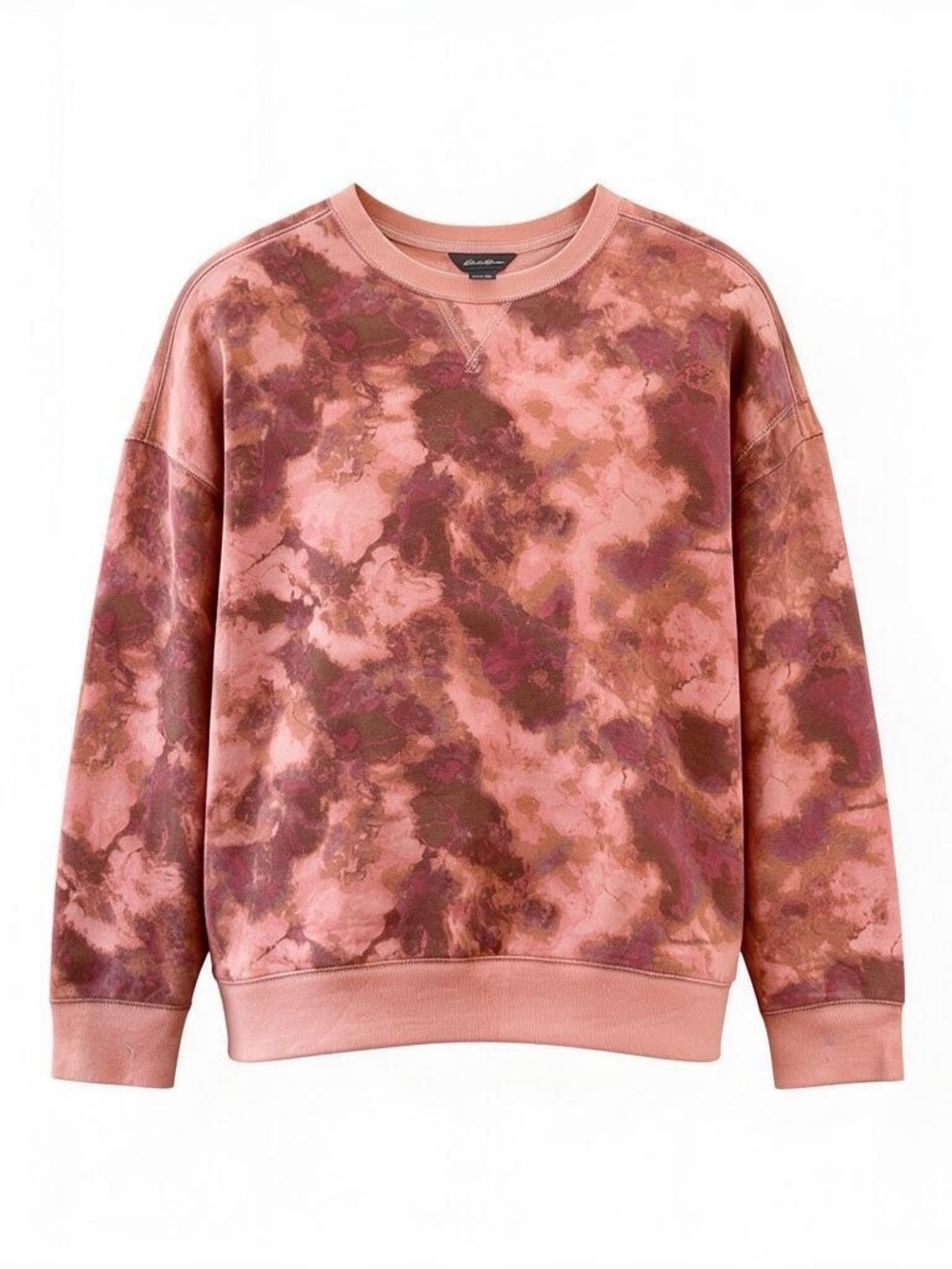 Eddie Bauer Coral and Rust Tie-Dye Crewneck Sweater